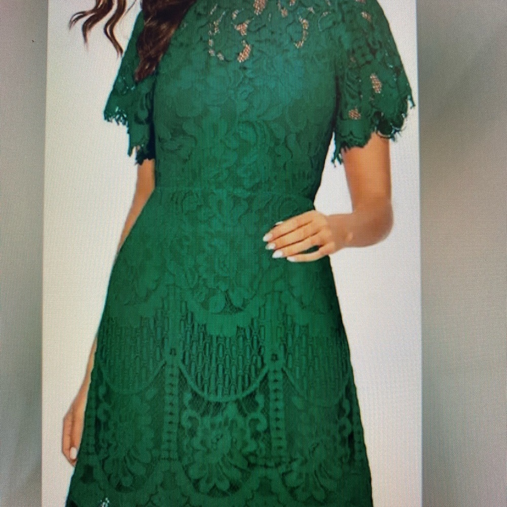 MSLG Elegant Dark Green Lace Cocktail Dress XS NWT